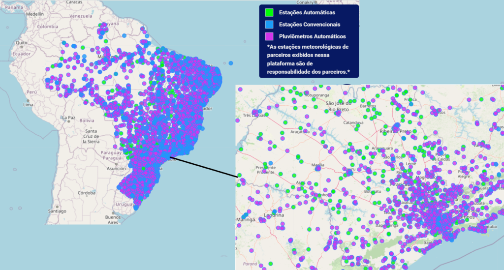 Estações meteorológicas do INMET no Brasil