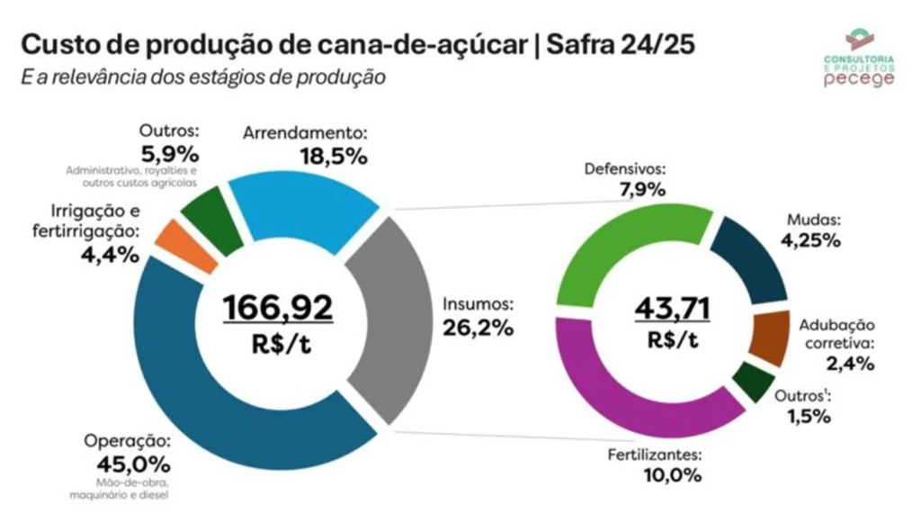 custo de produção da cana na safra 2024/2025