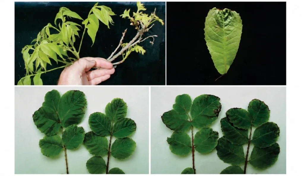 Sintomas de deficiência de níquel (Ni) em plantas