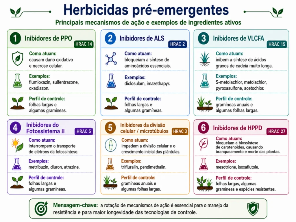 mecanismos de ação de herbicidas pré emergentes
