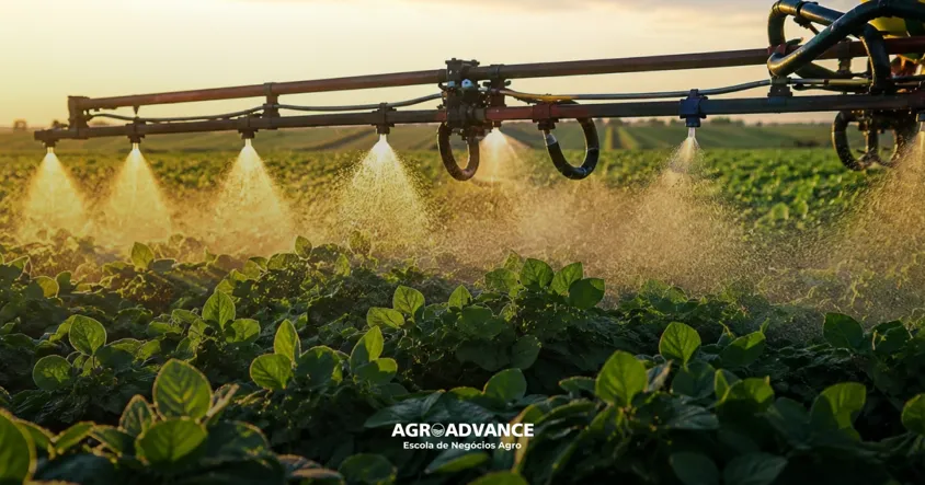 Adubação foliar sendo realizada no campo
