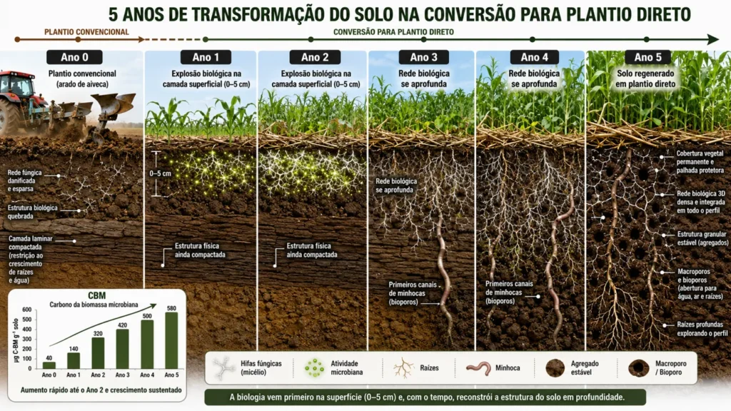 Descompasso temporal na transição para o plantio direto