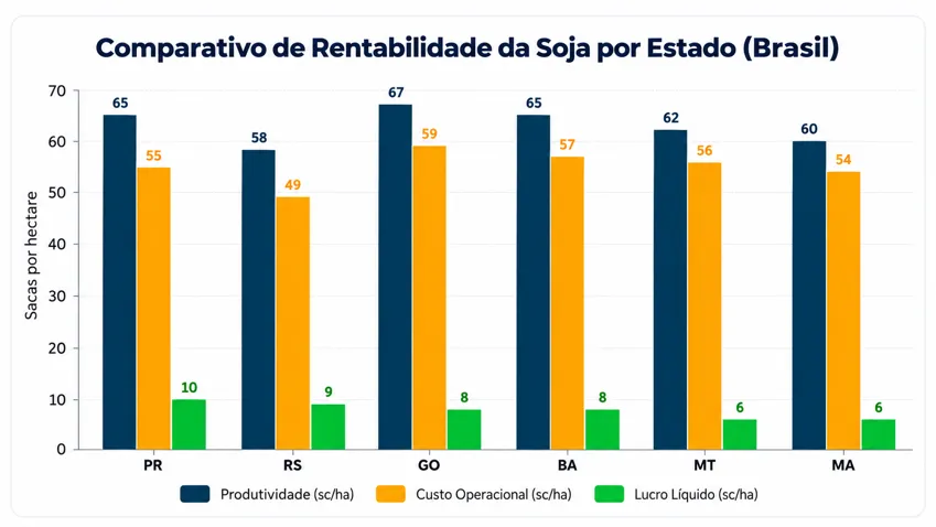 Comparativo de rentabilidade da soja por estado 